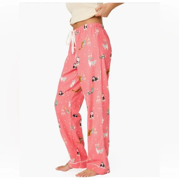 NWT PJ Salvage🥂😸”Let's Get Fizzical”😸🥂Cat Print Flannel Pants Sm - Picture 4 of 5